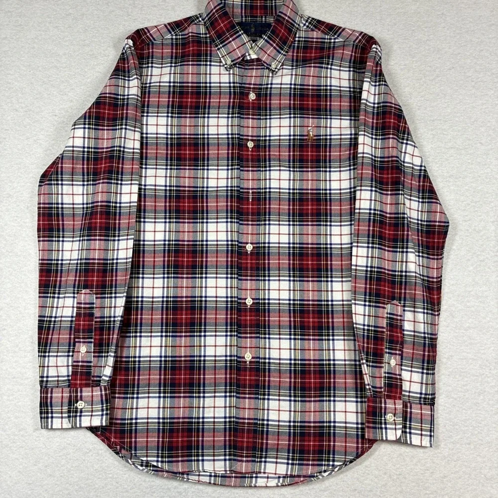 Polo Ralph Lauren Mens Classic Fit Tartan Plaid Button Down Medium Flesh Pony
